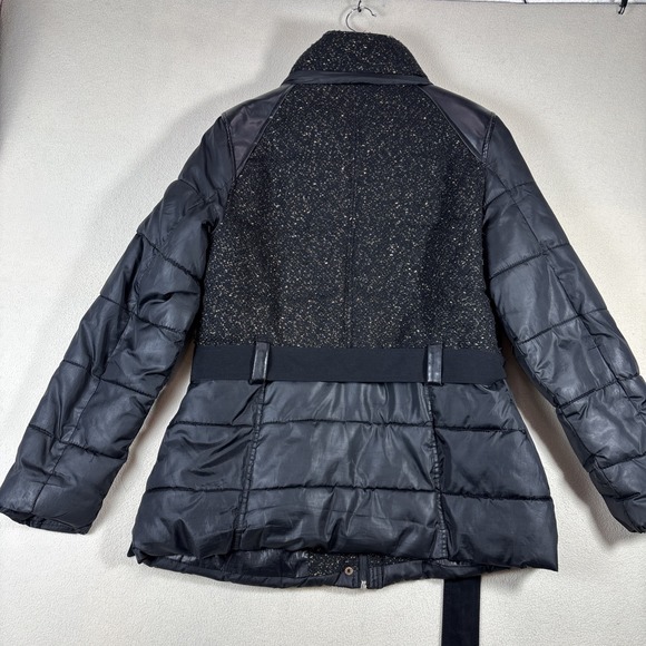 Vtg COOGI Women Sz L puffer jacket black With gold sparkle Belt Full Zip 80s 90s - Picture 7 of 9